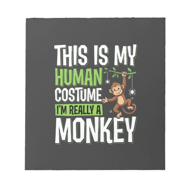 Bloc-note Déguisement de singe drôle vecteur Halloween (Devant)