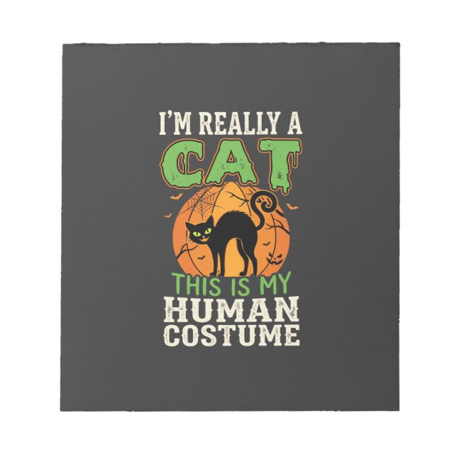 Bloc-note Déguisement Humain Chat Halloween Création Drôle (Devant)