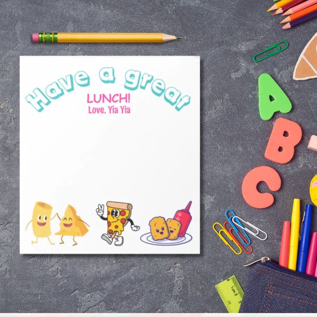 Bloc-note Déjeuner amour pour les enfants dessin animé sur l (Personalized back to school lunchbox love note  )