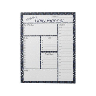 Bloc-note Denim Blue Planificateur quotidien personnalisé