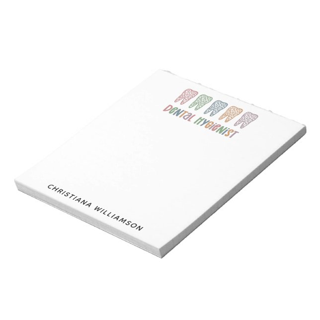 Bloc-note Dentaire personnalisé Hygiéniste dents Empreintes  (Tourné)