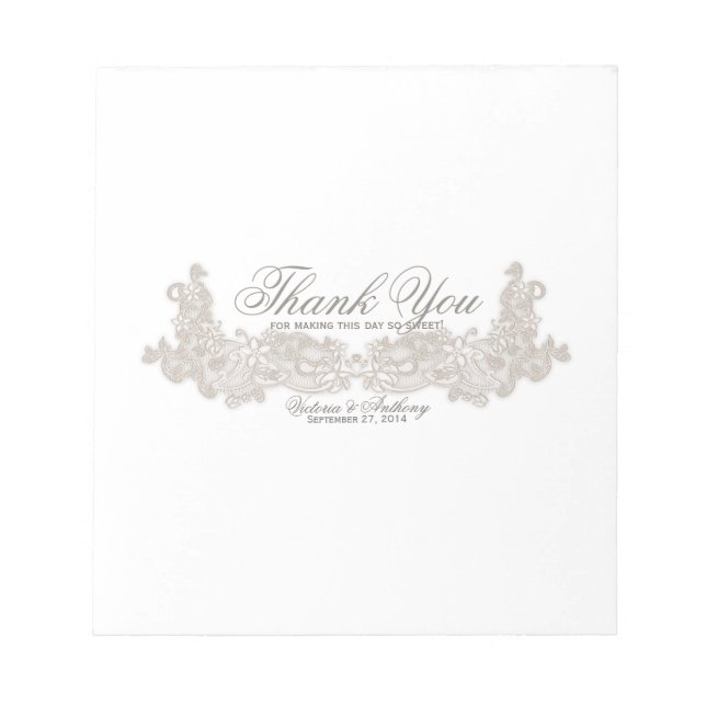 Bloc-note Dentelle florale victorienne Design blanc Barre de (Devant)