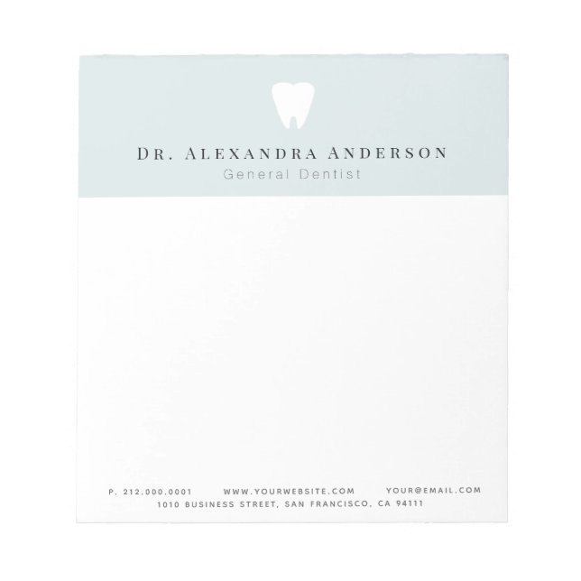 Bloc-note Dentiste dents Bleu clair et blanc (Devant)