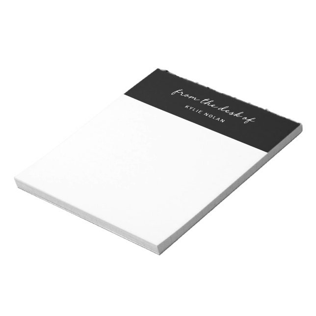 Bloc-note Depuis le bureau de Monogram Script bloc de couleu (Tourné)