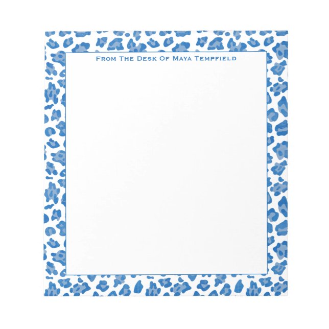 Bloc-note Depuis le bureau de Preppy Blue & White Animal Pri (Devant)