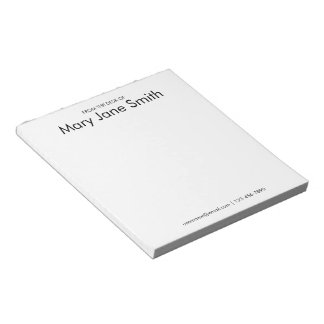 Bloc-note Depuis le bureau Votre nom Téléphone Noir et Blanc