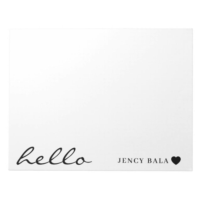 Bloc-note Design Blanc Propre Cœur Minimal Moderne (Devant)