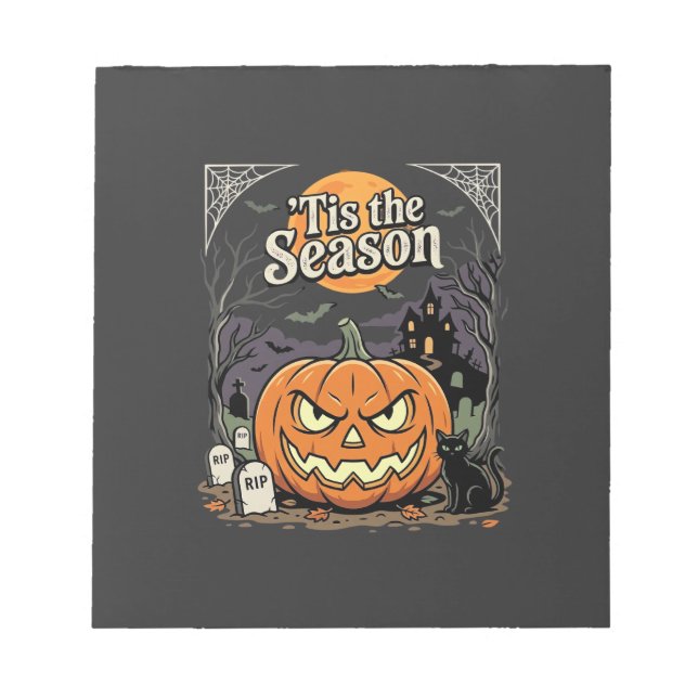 Bloc-note Design de chat de citrouille de la saison d'Hallow (Devant)