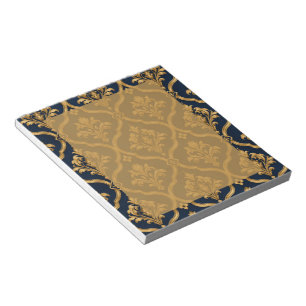 Bloc-note Design de motif vintage élégant en or et damas mar