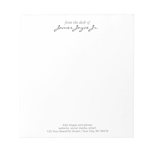 Bloc-note Design Écrite À La Main Moderne Depuis Le Bureau D (Devant)