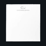 Bloc-note Design Moderne Chic Simple Noir Simple Monogramme<br><div class="desc">Élégant Bloc-notes moderne chic simple Noir basique Monogramme Noir. Personnalisez-le avec vos initiales et votre nom de monogramme.</div>
