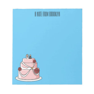 Bloc-note dessin animé de gâteau mariage