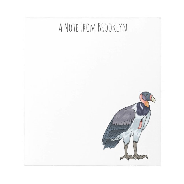 Bloc-note dessin animé d'oiseau vautour du roi (Devant)