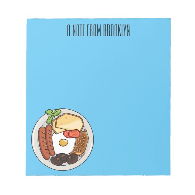 Bloc-note dessin animé du petit-déjeuner anglais (Devant)