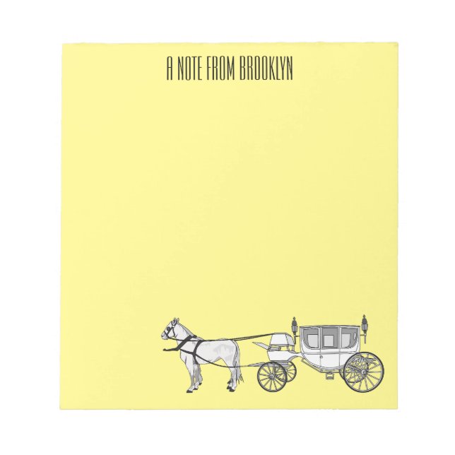 Bloc-note dessin animé mariage cheval & calèche (Devant)