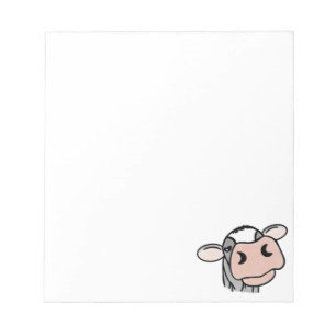 Bloc-note dessin animé vache noir blanc rose baiser gris ani