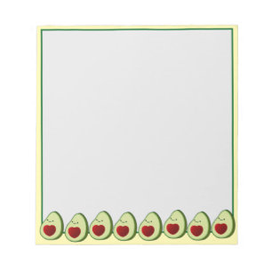 Bloc-note Dessin de avocat mignon personnalisé jaune et vert