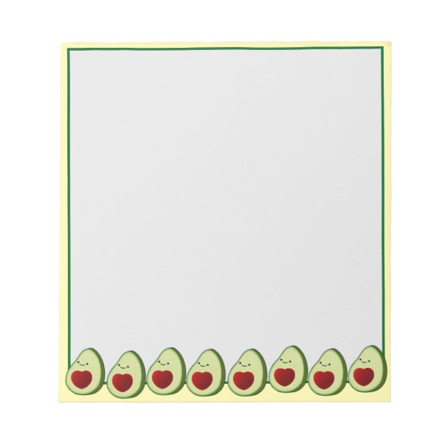 Bloc-note Dessin de avocat mignon personnalisé jaune et vert (Devant)
