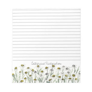 Bloc-note Dessin de plante médicinale Fleur de Camomille Lig