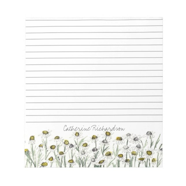 Bloc-note Dessin de plante médicinale Fleur de Camomille Lig (Devant)