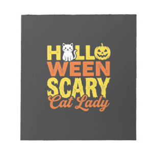 Bloc-note Dessin Halloween Dame Chat Effrayant_1