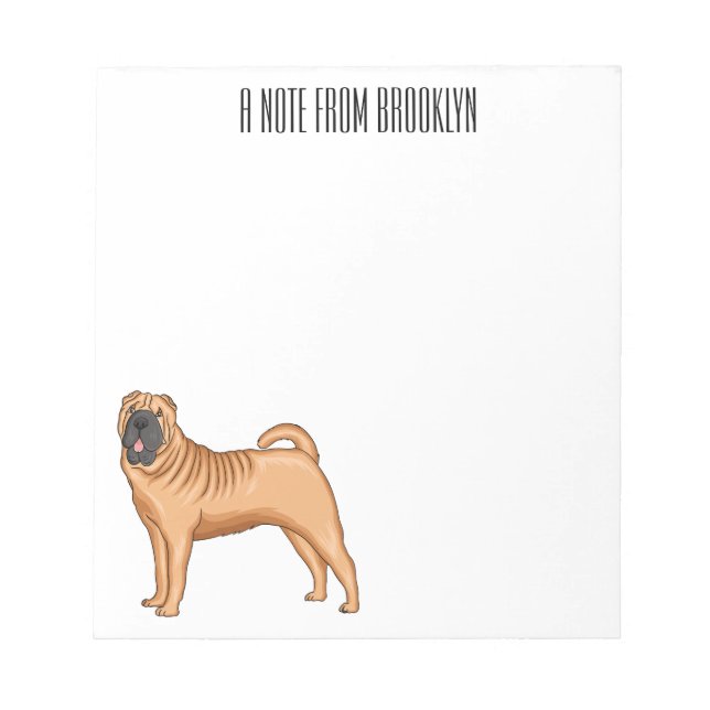 Bloc-note dessin humoristique chinois de chien Shar-Pei (Devant)