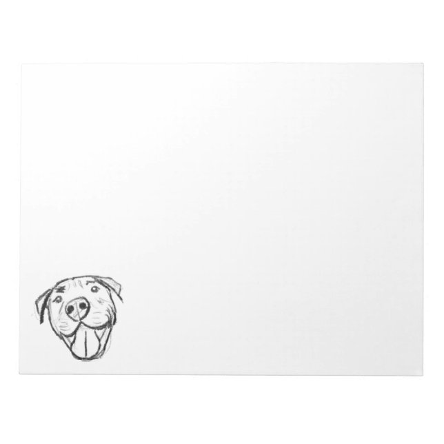 Bloc-note dessin pitbull simple amoureux des chiens noir bla (Devant)