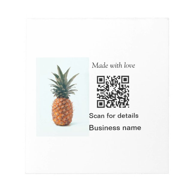 Bloc-note Détail d'entreprise de code q r de fruit d'ananas  (Devant)
