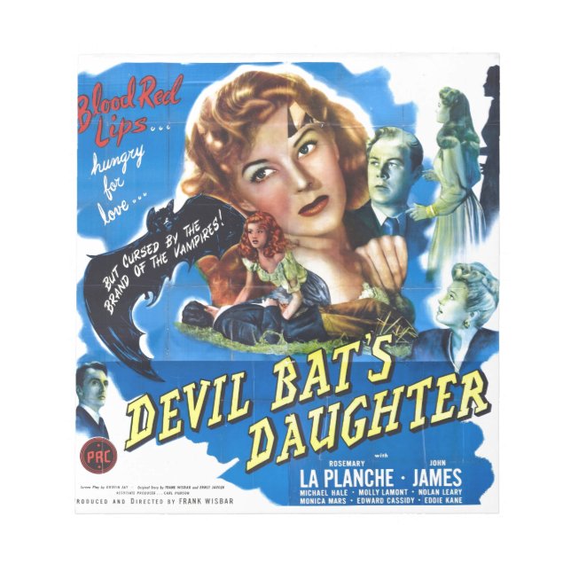 Bloc-note Devil Bat's Daughter, poster de film d'horreur vin (Devant)