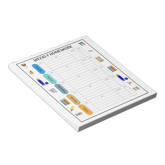BLOC-NOTE DEVOIRS HEBDOMADAIRES (Incliné)