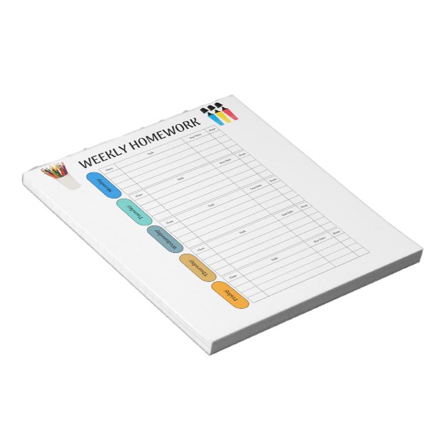 BLOC-NOTE DEVOIRS HEBDOMADAIRES (Incliné)
