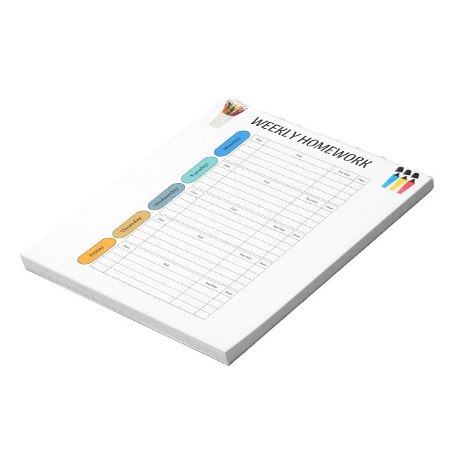 BLOC-NOTE DEVOIRS HEBDOMADAIRES (Tourné)