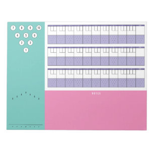 Bloc-note Diagrammes et notes du tableau de bord de Bowling