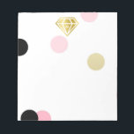 Bloc-note Diamant d'or et grand Monogramme Confetti Rose<br><div class="desc">Un joli bloc-notes personnalisé avec de grands confettis en rose,  noir et or. Customisez votre monogramme dans un diamant doré.</div>