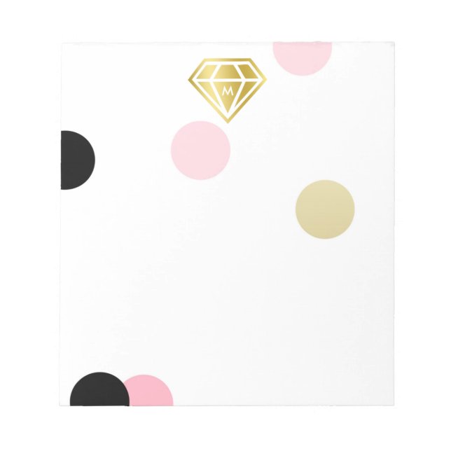 Bloc-note Diamant d'or et grand Monogramme Confetti Rose (Devant)