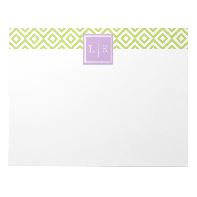 Bloc-note Diamants verts Motif et monogramme (Devant)