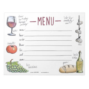 Bloc-note Dîner Gourmet Hebdomadaire Menu Sticky Notepad