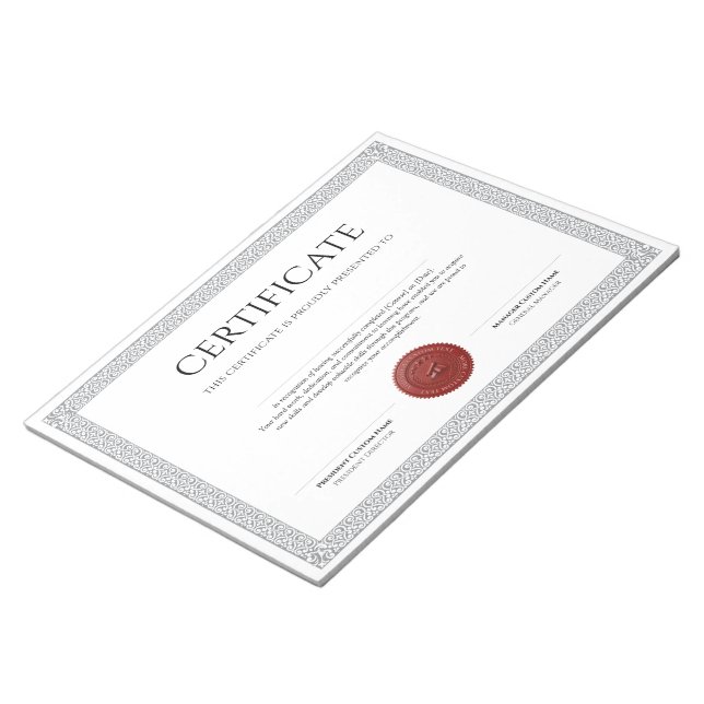 Bloc-note Diplôme Classique Élégant Certificat sceau de cire (Incliné)