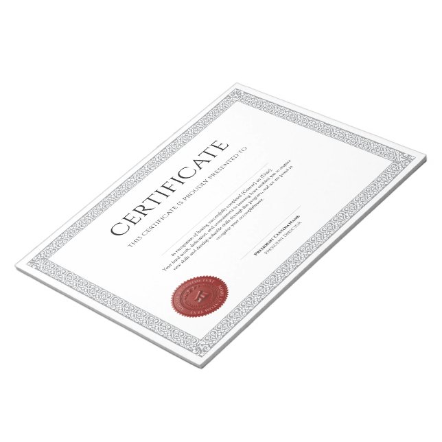 Bloc-note Diplôme Classique Élégant Certificat sceau de cire (Incliné)