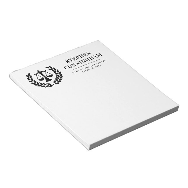 Bloc-note Diplôme de droit moderne personnalisé (Incliné)