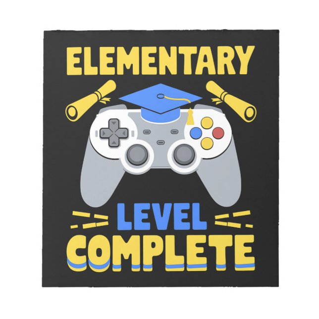 Bloc-note Diplôme de joueur de jeux vidéo niveau élémentaire (Devant)