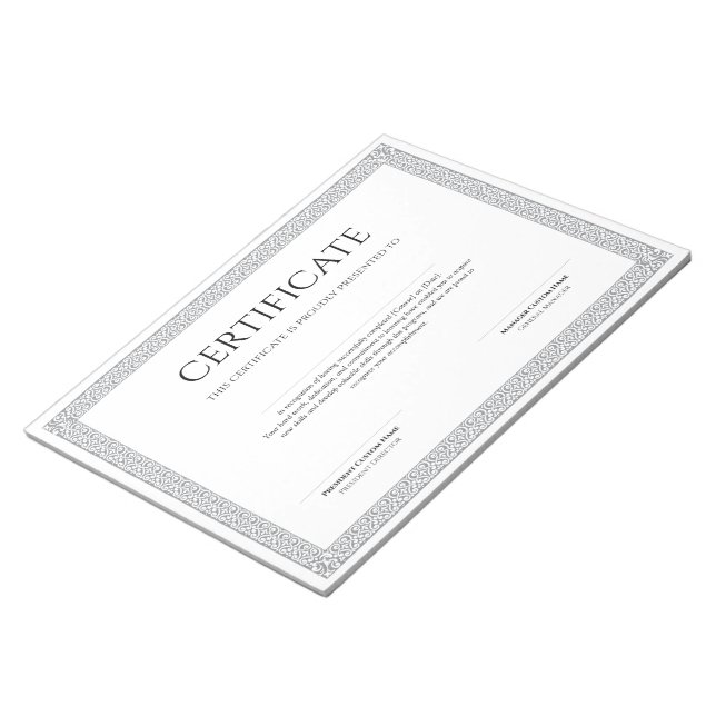 Bloc-note Diplôme élégant classique Certificat imprimable (Incliné)