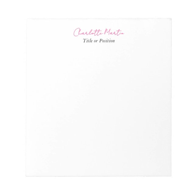 Bloc-note Directeur Consultant Chef Blanc Rose Professionnel (Devant)