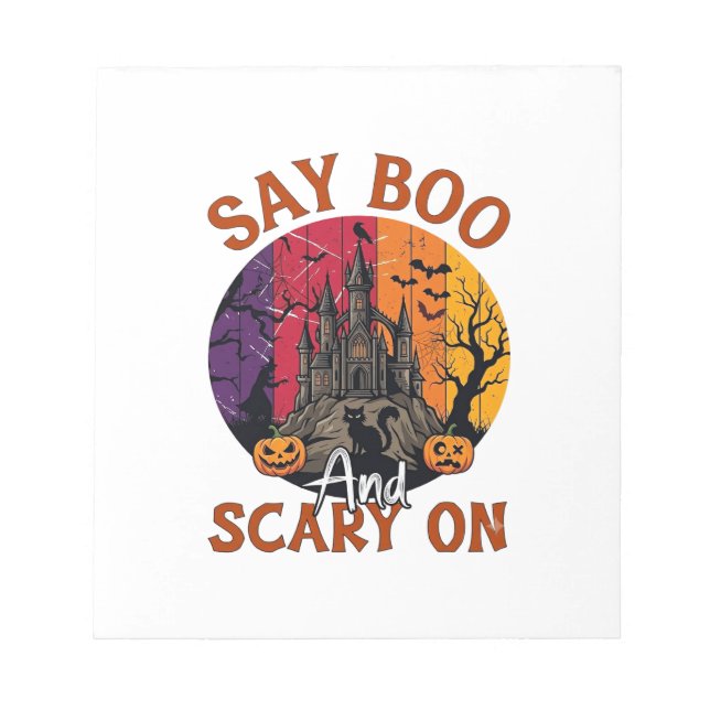 Bloc-note Dis Boo Halloween effrayant Maison hantée Chat noi (Devant)