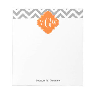 Bloc-note Dk Gris Lg Chevron Citrouille Quatrefeuilles 3 Mon