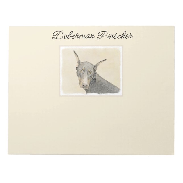 Bloc-note Doberman Pinscher Peinture - Art Chien original (Devant)