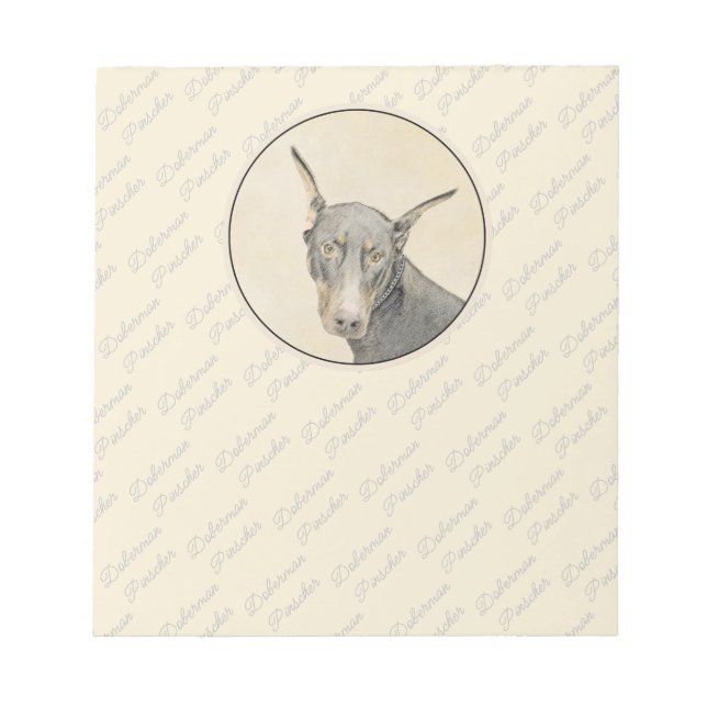 Bloc-note Doberman Pinscher Peinture - Art Chien original (Devant)