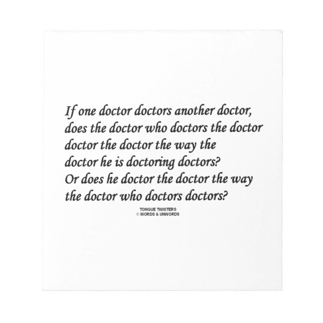 Bloc-note Docteur Doctorant Un Autre Docteur (Tongue Twister (Devant)