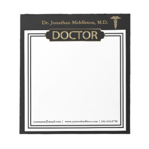 Bloc-note Doctor - Black and Gold Notepad