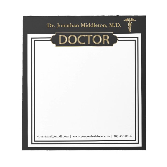 Bloc-note Doctor - Black and Gold Notepad (Devant)